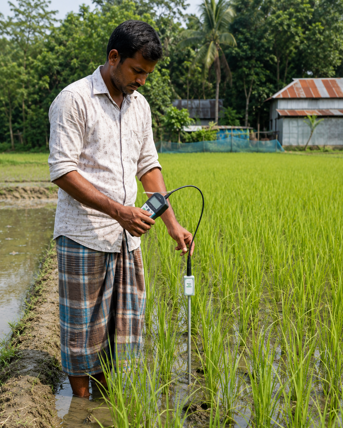 Hands using AI tools in an agriculture field